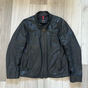 Men's Strellson Black Leather Jacket Medium